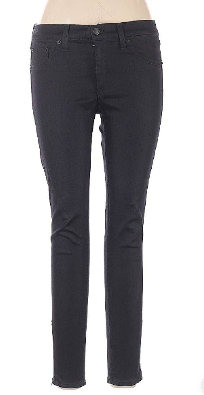 Rag & Bone / Jean Women's Zipper Capri Black Shredded Skinny Jeans - Size 30